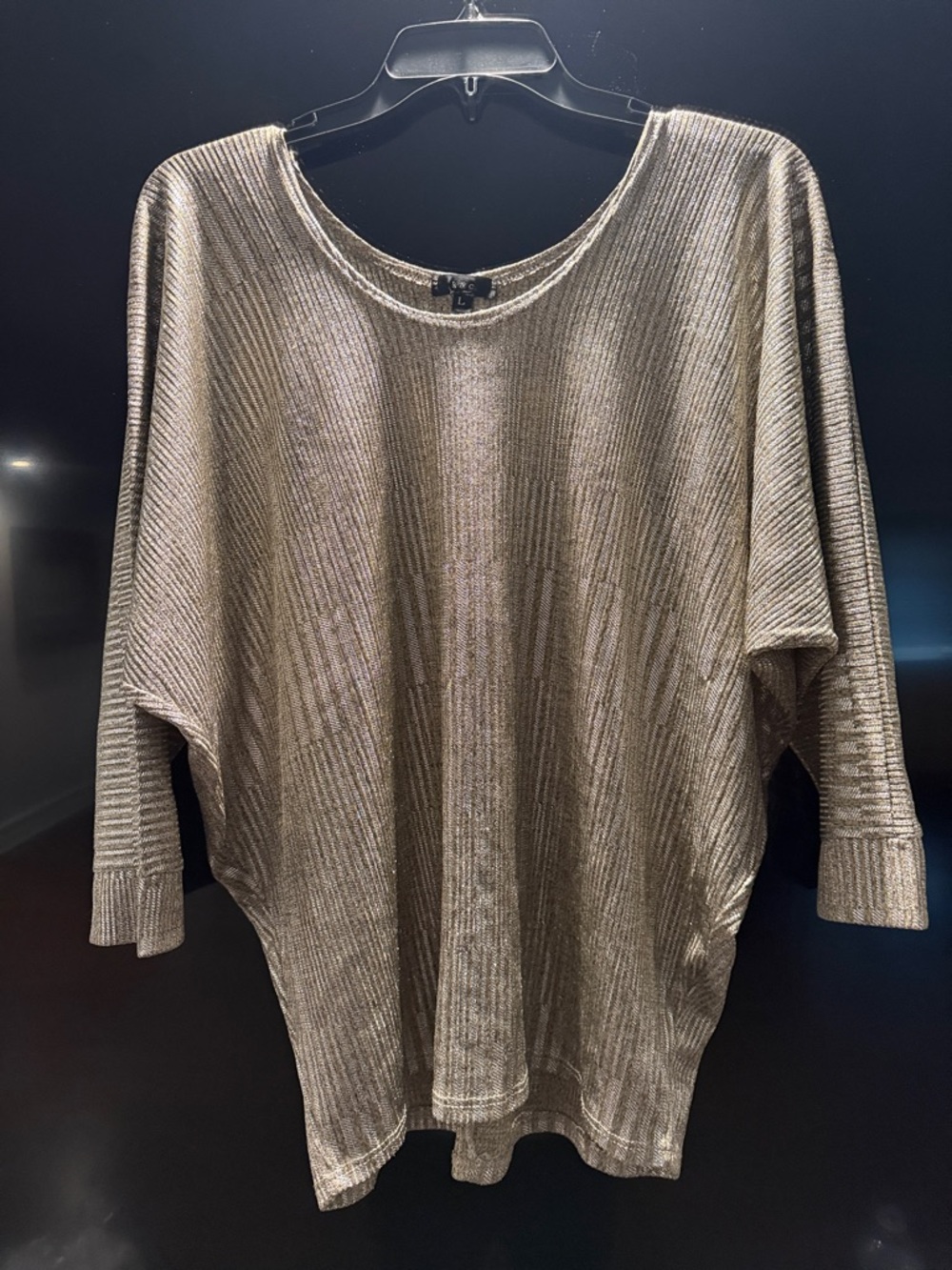 Shimmery Taupe Ribbed Knit Dolman Top